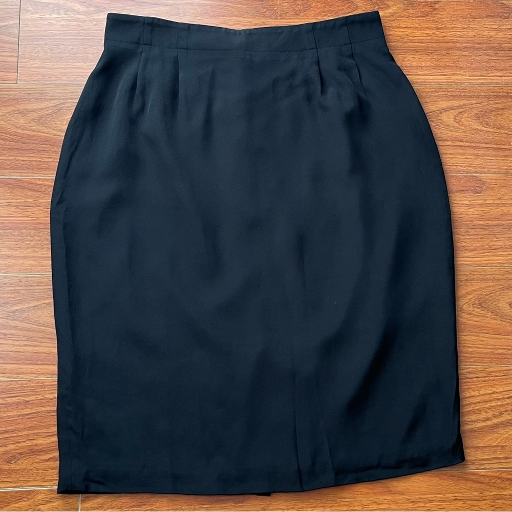 BROOKS BROTHERS Women's Basic Classic Timeless Silk Black Lined Skirt Sz10